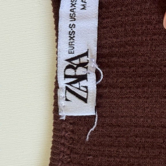 Zara Chocolate Brown Ribbed Crop Top - Picture 2 of 2